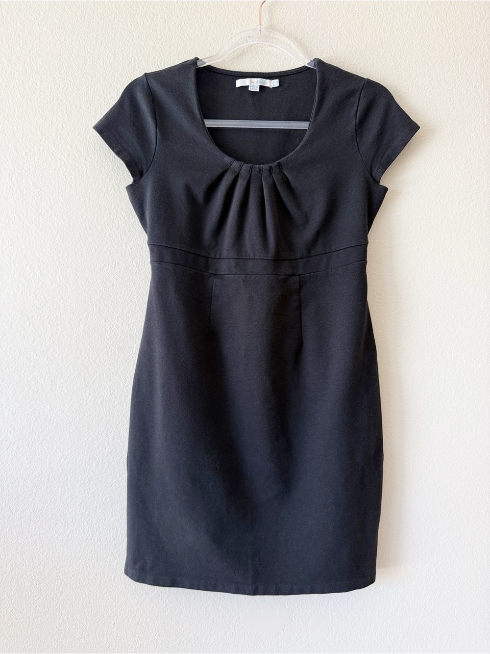 Boden Black Ruched Scoop Neck Sheath Dress Cap Sleeve Petite US 6